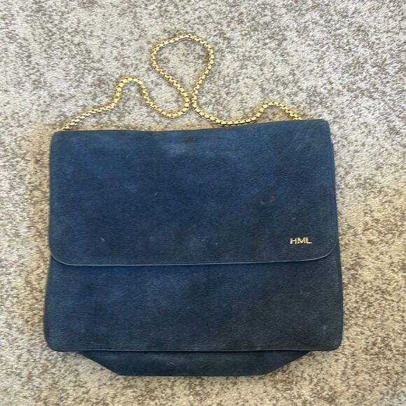 Mark & Graham Blue Suede Clutch/Shoulder Bag - Picture 1 of 8